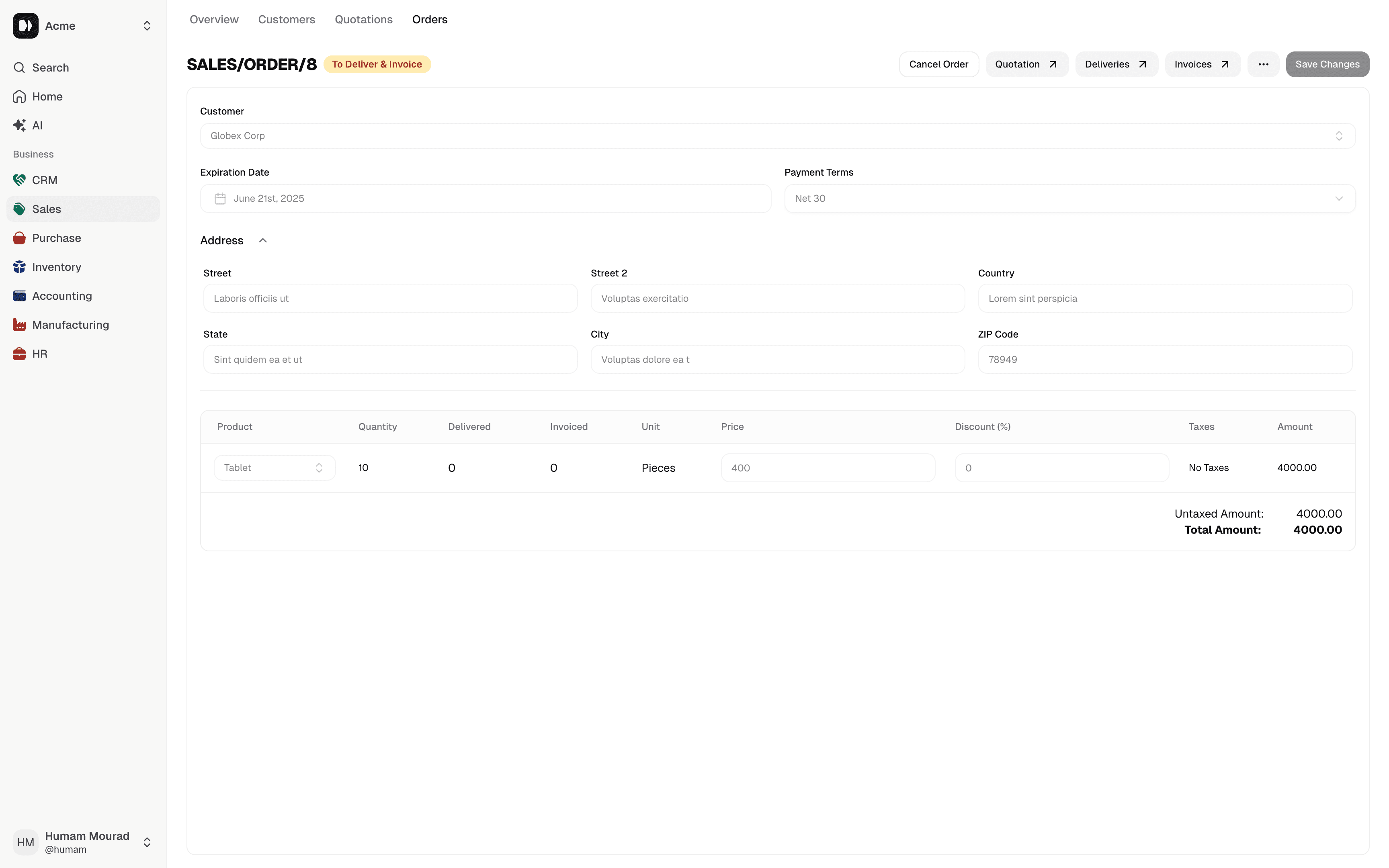 sales screenshot
